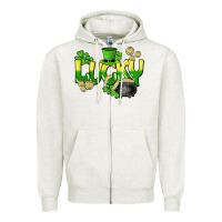 Oatmeal Heather Lucky St. Patrick's Day Zipper Hoodie - HowdyJamesFarm
