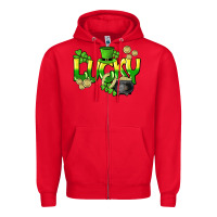 Red Lucky St. Patrick's Day Zipper Hoodie - HowdyJamesFarm