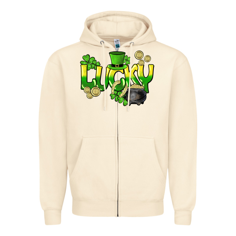 Lucky St. Patrick's Day Zipper Hoodie by HowdyJamesFarm | Teevron