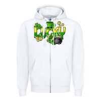 White Lucky St. Patrick's Day Zipper Hoodie - HowdyJamesFarm