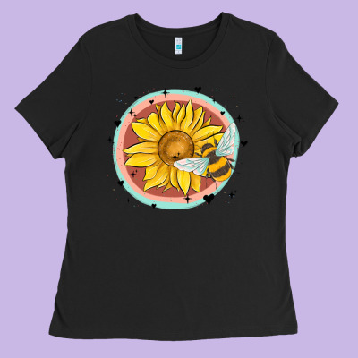 Bee And Sunflower Ladies Tee Designed By Maliassmallbusiness