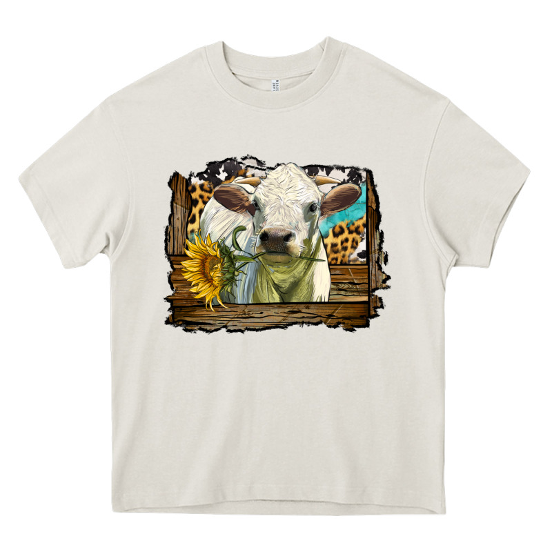 Charolais Heifer With Western Background Heavy Core Tee by LillyAllenDesigns | Teevron