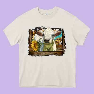 Charolais Heifer With Western Background Heavy Core Tee Designed By Lillyallendesigns
