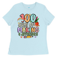 Baby Blue 100 days of making a difference Ladies Tee - MaliasSmallBusiness