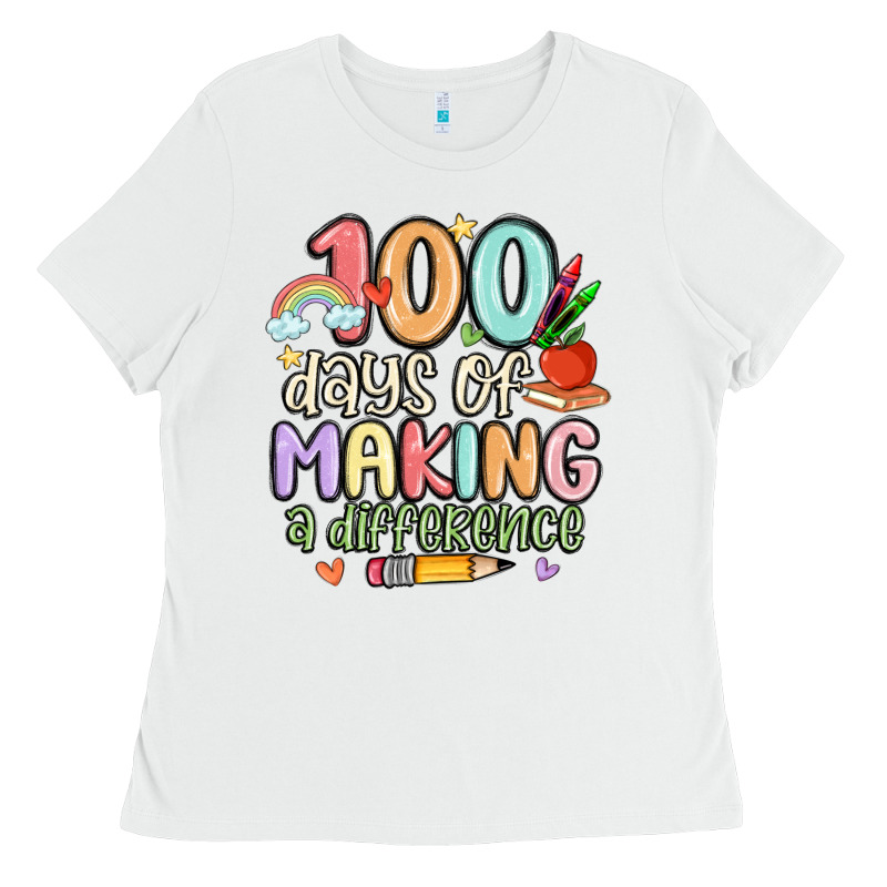 100 Days Of Making A Difference Ladies Tee by MaliasSmallBusiness | Teevron