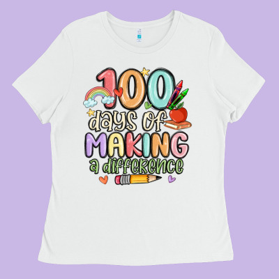 100 Days Of Making A Difference Ladies Tee Designed By Maliassmallbusiness