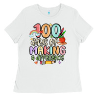 White 100 days of making a difference Ladies Tee - MaliasSmallBusiness