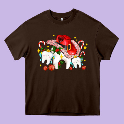 Dental Christmas Teeth And Candies Heavy Core Tee Designed By Adodesignshop