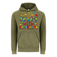Vintage Olive see the ability not the disability Vintage Hoodie - LillyAllenDesigns