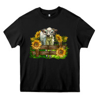 Black charolais heifer with sunflowers Heavy Core Tee - LillyAllenDesigns