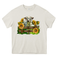 Charolais Heifer With Sunflowers Heavy Core Tee | Teevron