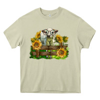 Mossy charolais heifer with sunflowers Heavy Core Tee - LillyAllenDesigns