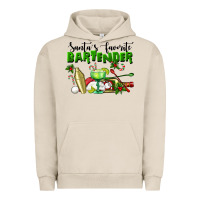 Pigment French Oak Santa's Favorite Bartender Urban Hoodie - LillyAllenDesigns