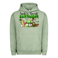 Pigment Oil Green Santa's Favorite Bartender Urban Hoodie - LillyAllenDesigns