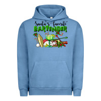 Pigment Pebble Blue Santa's Favorite Bartender Urban Hoodie - LillyAllenDesigns