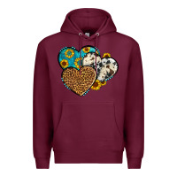 Burgundy cowhide leopard hearts Premium Hoodie - OliviaCreatesArt