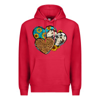 Cardinal cowhide leopard hearts Premium Hoodie - OliviaCreatesArt