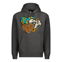 Charcoal Heather cowhide leopard hearts Premium Hoodie - OliviaCreatesArt