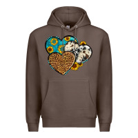 Coffee cowhide leopard hearts Premium Hoodie - OliviaCreatesArt