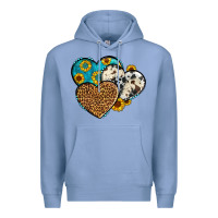 Colony Blue cowhide leopard hearts Premium Hoodie - OliviaCreatesArt