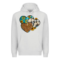 Dove Grey cowhide leopard hearts Premium Hoodie - OliviaCreatesArt