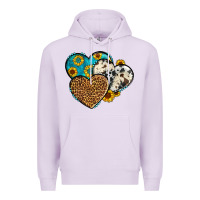 Lilac cowhide leopard hearts Premium Hoodie - OliviaCreatesArt