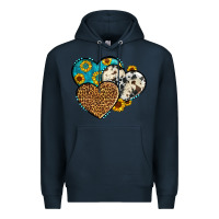 Navy cowhide leopard hearts Premium Hoodie - OliviaCreatesArt