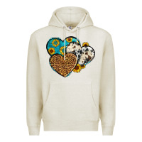 Oatmeal Heather cowhide leopard hearts Premium Hoodie - OliviaCreatesArt
