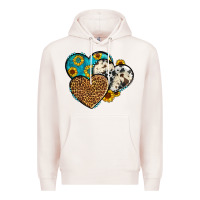 Pale Pink cowhide leopard hearts Premium Hoodie - OliviaCreatesArt