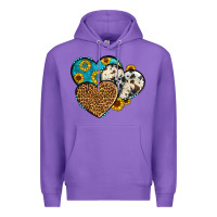 Purple cowhide leopard hearts Premium Hoodie - OliviaCreatesArt
