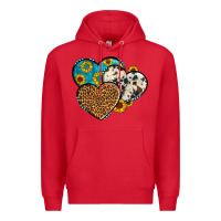 Red cowhide leopard hearts Premium Hoodie - OliviaCreatesArt