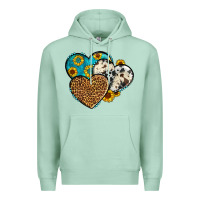 Seafoam cowhide leopard hearts Premium Hoodie - OliviaCreatesArt
