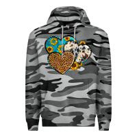 Slate Camo cowhide leopard hearts Premium Hoodie - OliviaCreatesArt