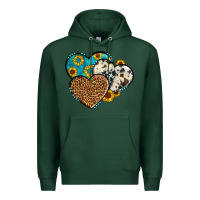 Sports Green cowhide leopard hearts Premium Hoodie - OliviaCreatesArt