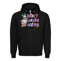Black Don't worry be happy Easter Zipper Hoodie - CowGirlArtShop