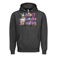 Charcoal Heather Don't worry be happy Easter Zipper Hoodie - CowGirlArtShop