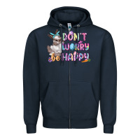 Navy Don't worry be happy Easter Zipper Hoodie - CowGirlArtShop