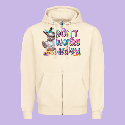 Don't Worry Be Happy Easter Zipper Hoodie Designed By Cowgirlartshop