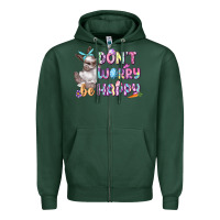 Sports Green Don't worry be happy Easter Zipper Hoodie - CowGirlArtShop
