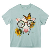Arona charolais calf with sunflowers and butterfly Heavy Core Tee - LillyAllenDesigns