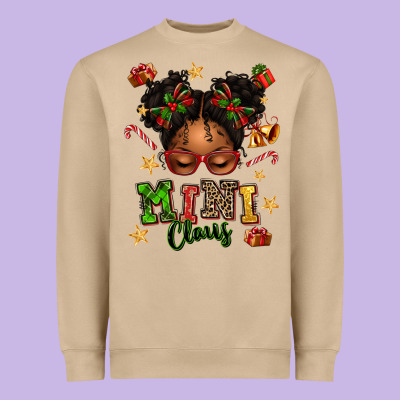 Mini Claus Messy Bun Heavyweight Sweatshirt Designed By Texasbilliewilder