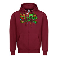 Burgundy Mama claus christmas lights and gifts mother's day Zipper Hoodie - HowdyJamesFarm