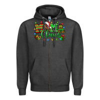 Charcoal Heather Mama claus christmas lights and gifts mother's day Zipper Hoodie - HowdyJamesFarm