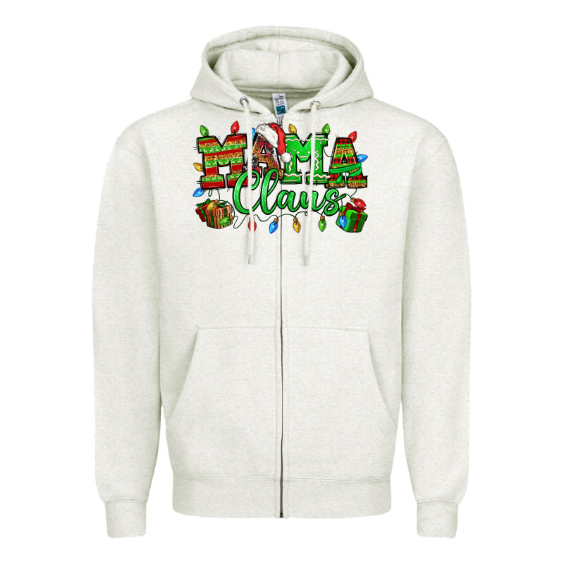 Mama Claus Christmas Lights And Gifts Mother's Day Zipper Hoodie by HowdyJamesFarm | Teevron