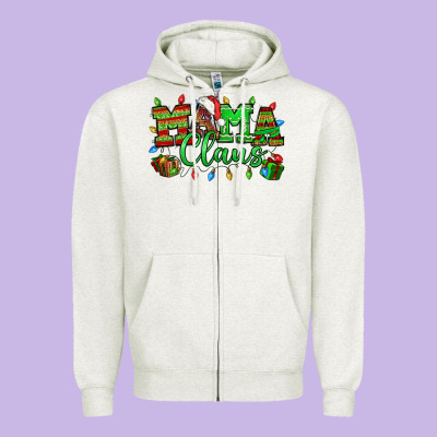 Mama Claus Christmas Lights And Gifts Mother's Day Zipper Hoodie Designed By Howdyjamesfarm