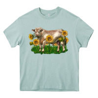 Arona charolais bull with sunflowers Heavy Core Tee - LillyAllenDesigns