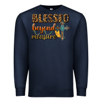Navy Blessed Beyond Measure Premium Sweatshirt - BundleAndBundleShop