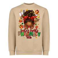 Santas Favorite Pharmacy Tech Afro Messy Bun Heavyweight Sweatshirt | Teevron