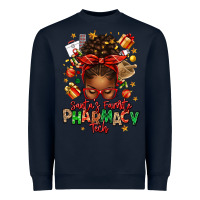 Navy santas favorite pharmacy tech afro messy bun Heavyweight Sweatshirt - texasbilliewilder