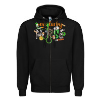 Black One lucky Nurse St. Patrick's Day Zipper Hoodie - CowGirlArtShop